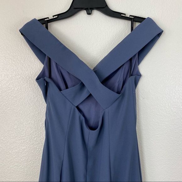 Dessy Collection 3012 Off The Shoulder Crossback Gown Silverstone 4 - Picture 5 of 10